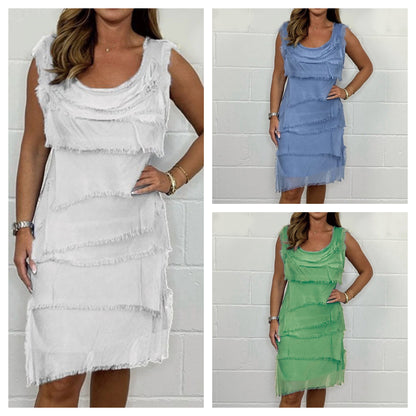 💕New Hot Sale💕Chiffon sleeveless raw edge cake skirt