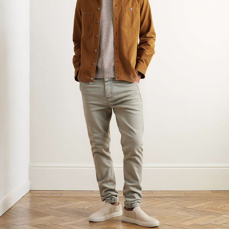 Men’s Casual Slim-Fit Solid Color Pants+Belt ❄️