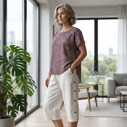 Women's Loose Fit Cotton Linen Shorts