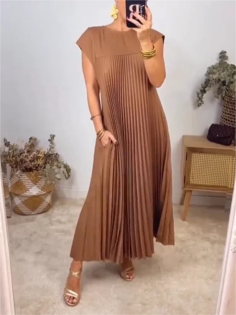 ⏳Limited-time 50% off⏰Sleeveless Pleated Simple Solid Color Dress👗