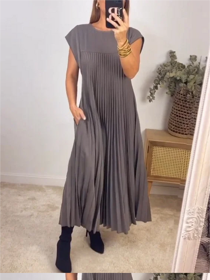 ⏳Limited-time 50% off⏰Sleeveless Pleated Simple Solid Color Dress👗