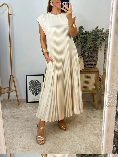 ⏳Limited-time 50% off⏰Sleeveless Pleated Simple Solid Color Dress👗