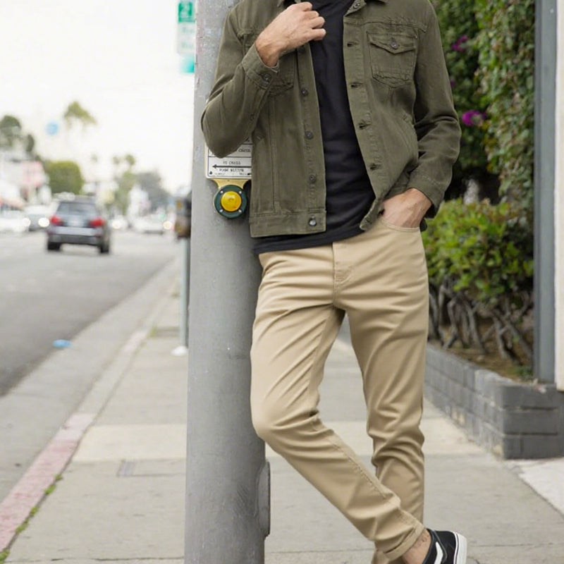 Men’s Casual Slim-Fit Solid Color Pants+Belt ❄️