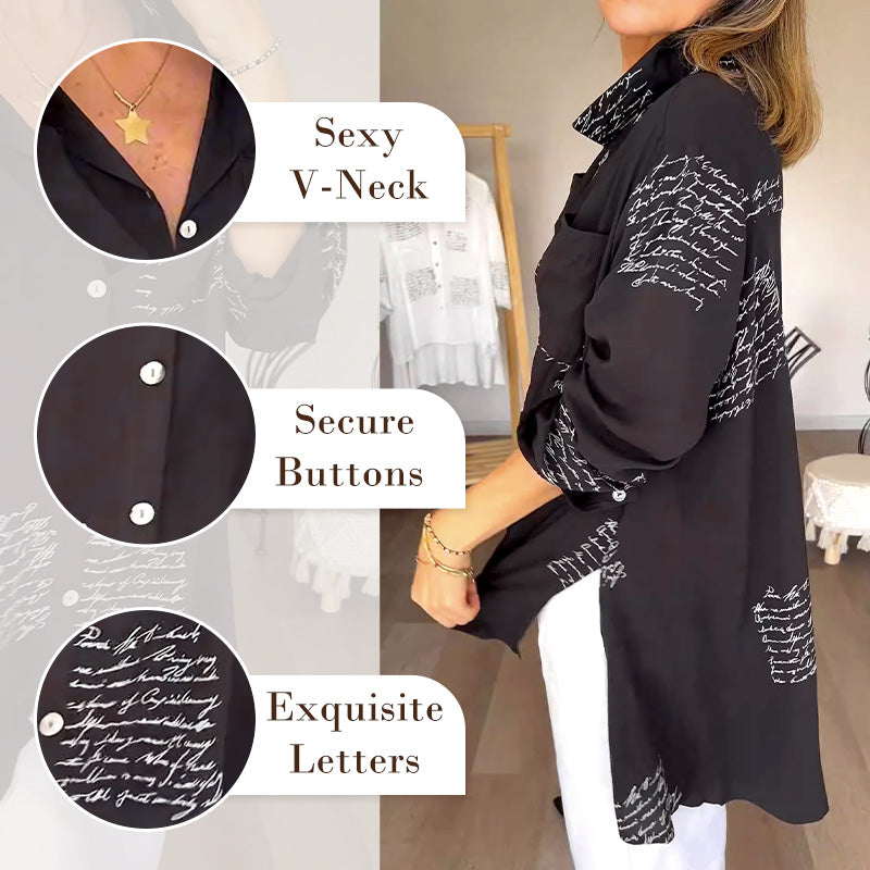 🌞Hot Sale 50% OFF🔥2026 New Hot Sale 💖 Letter Print Fashion Lapel Shirt
