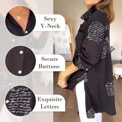 🌞Hot Sale 50% OFF🔥2026 New Hot Sale 💖 Letter Print Fashion Lapel Shirt