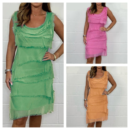 💕New Hot Sale💕Chiffon sleeveless raw edge cake skirt