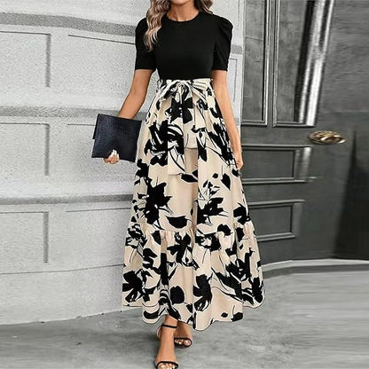 🌸Spring Specials 49% OFF🌸Women's Summer  High Waist  Dress Short Sleeve Crew Neck Floral