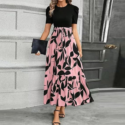 🌸Spring Specials 49% OFF🌸Women's Summer  High Waist  Dress Short Sleeve Crew Neck Floral