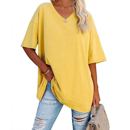 🌷2026 Summer Sale 50% OFF☀️Women's Summer Half Sleeve Casual Loose Fit Cotton Tunic T-shirt
