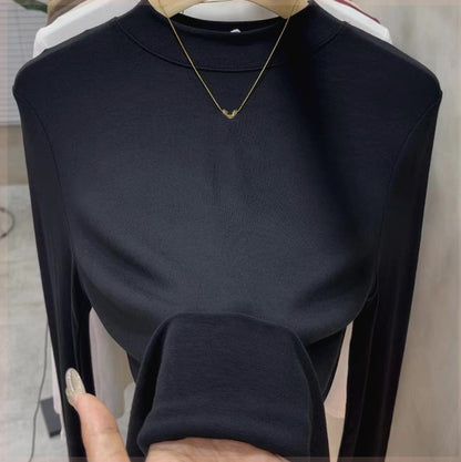 Women's Standing Collar Long Sleeve Bottom Shirt