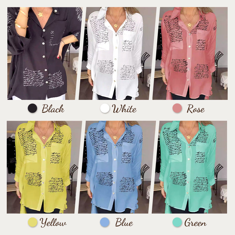 🌞Hot Sale 50% OFF🔥2026 New Hot Sale 💖 Letter Print Fashion Lapel Shirt
