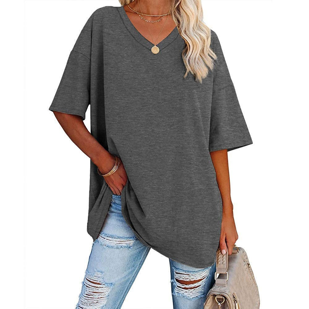 🌷2026 Summer Sale 50% OFF☀️Women's Summer Half Sleeve Casual Loose Fit Cotton Tunic T-shirt
