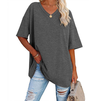🌷2026 Summer Sale 50% OFF☀️Women's Summer Half Sleeve Casual Loose Fit Cotton Tunic T-shirt