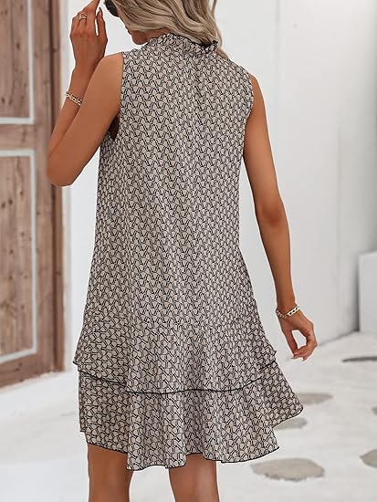 💃 Women’s Geometric Print Bow Dress – Stylish, Elegant & Effortlessly Chic ✨👗