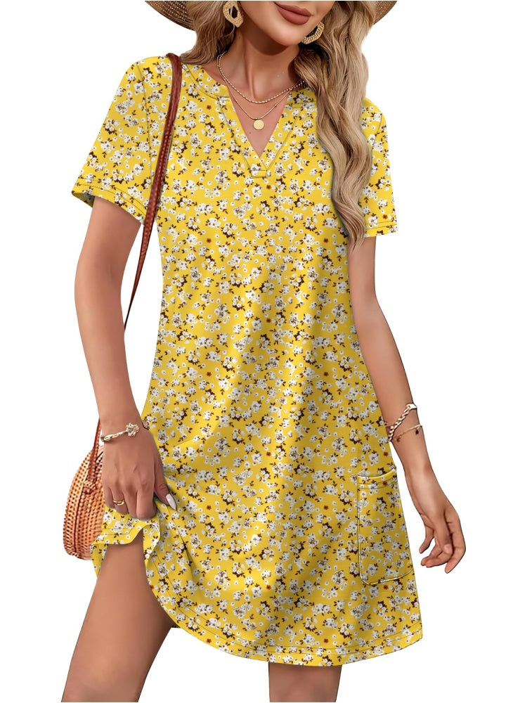 💃Women's Casual V Neck Vacation Midi Dress With Pockets