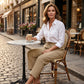 Women's Solid-Color Pleated Cotton-Linen Cropped Pants