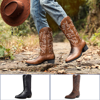 Ideal gift – stylish cowboy boots, mid-calf leather boots (men and women)【FREE SHIPPING】