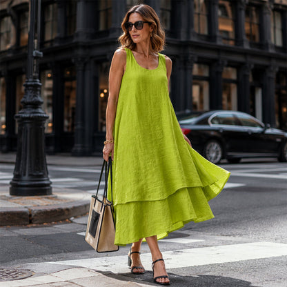 Bestseller💕 Double Layer Sleeveless Dress – Effortless Elegance & Modern Layered Look for Everyday