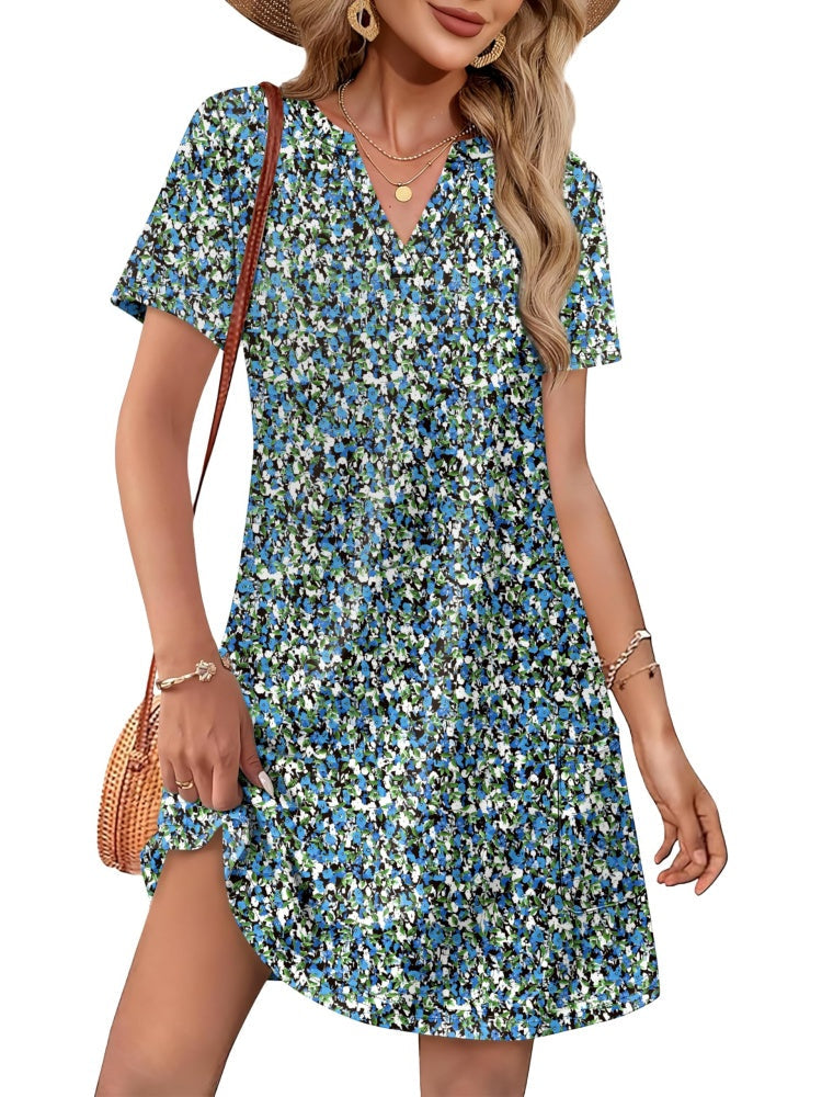 💃Women's Casual V Neck Vacation Midi Dress With Pockets