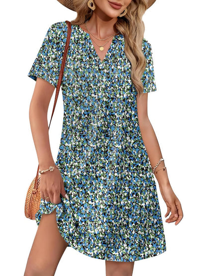 💃Women's Casual V Neck Vacation Midi Dress With Pockets