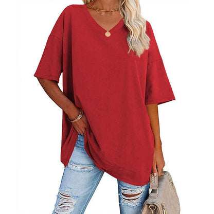 🌷2026 Summer Sale 50% OFF☀️Women's Summer Half Sleeve Casual Loose Fit Cotton Tunic T-shirt