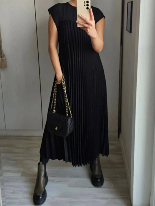 ⏳Limited-time 50% off⏰Sleeveless Pleated Simple Solid Color Dress👗