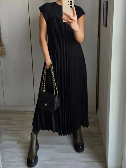 ⏳Limited-time 50% off⏰Sleeveless Pleated Simple Solid Color Dress👗