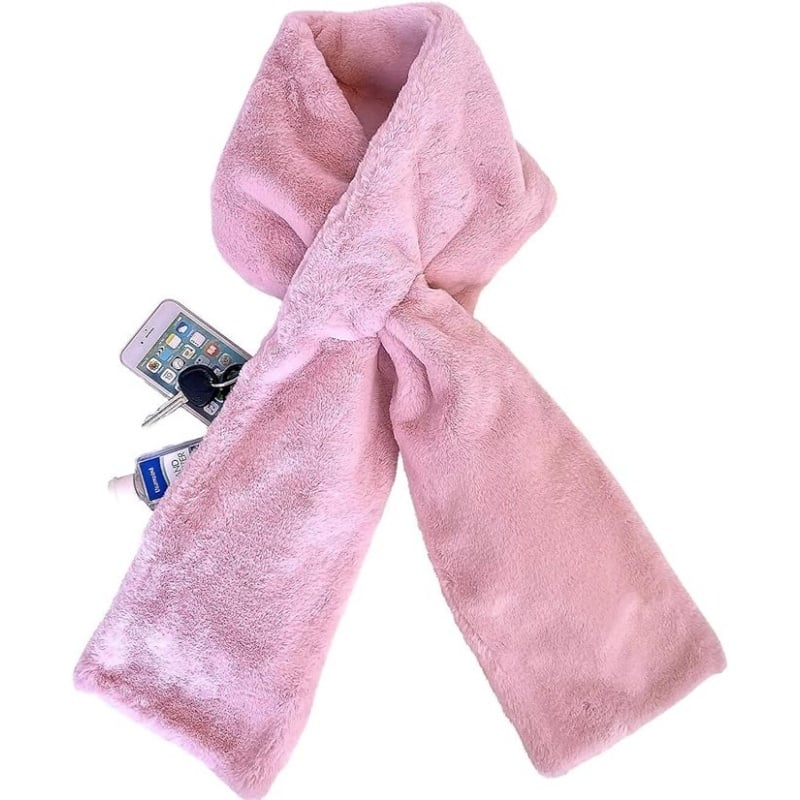 🎅Christmas Special Deals £10.99!!⚡50K+ SOLD!🧣Ultra-Soft Faux Fur Pull-Through Scarf with Secret Zipper Pocket