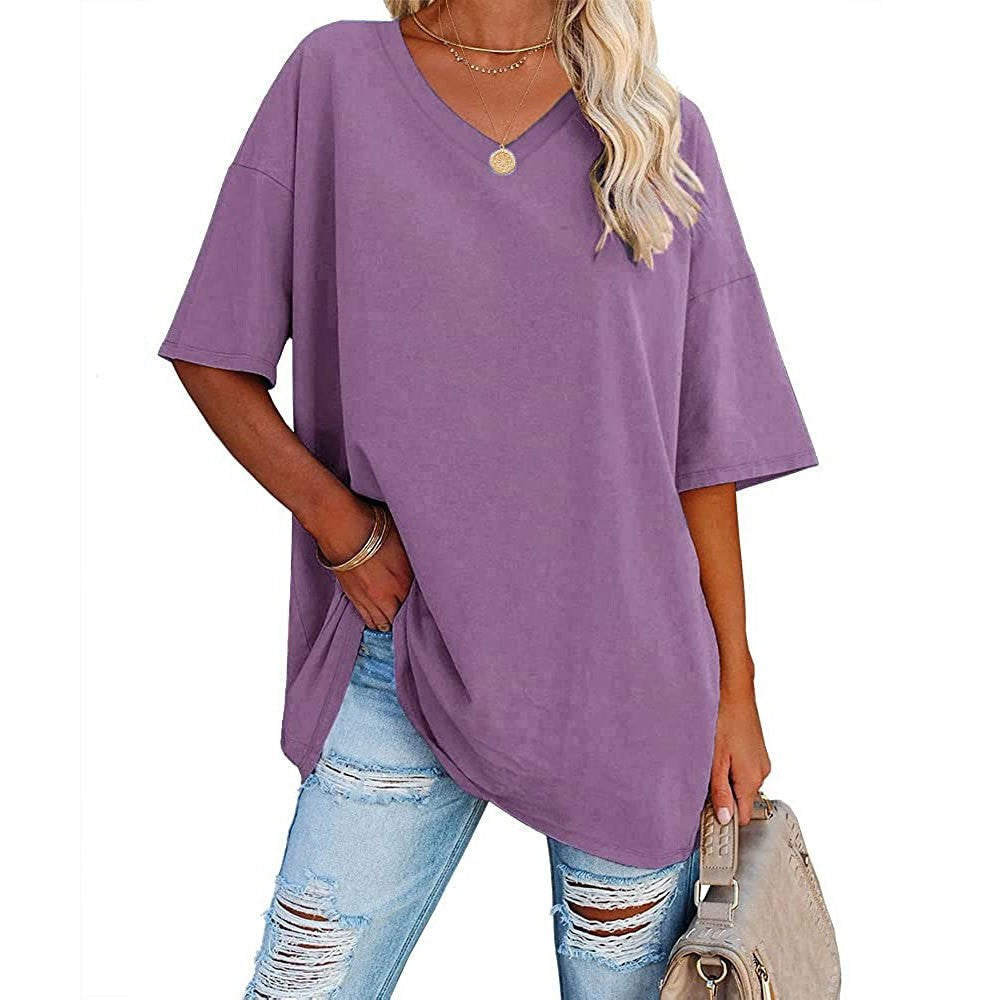 🌷2026 Summer Sale 50% OFF☀️Women's Summer Half Sleeve Casual Loose Fit Cotton Tunic T-shirt