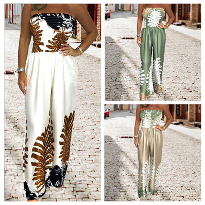 Women’s Sexy Print Loose Fit Strapless Jumpsuit💖HOT SALE-49% OFF