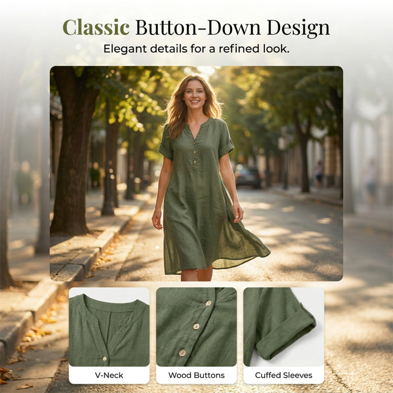 🏖️50% OFF!👗Women's V-Neck Tunic Dress – Relaxed Fit, Pockets & Breathable