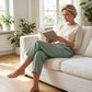 Women's Solid-Color Pleated Cotton-Linen Cropped Pants