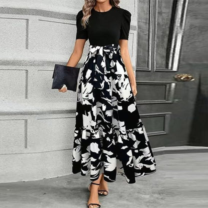 🌸Spring Specials 49% OFF🌸Women's Summer  High Waist  Dress Short Sleeve Crew Neck Floral