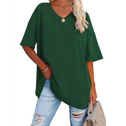 🌷2026 Summer Sale 50% OFF☀️Women's Summer Half Sleeve Casual Loose Fit Cotton Tunic T-shirt