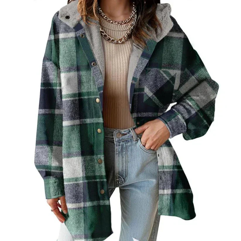 🔥Hot Sale 50% OFF🔥⏰Women’s Classic Cozy Plaid Hooded Jacket🧥
