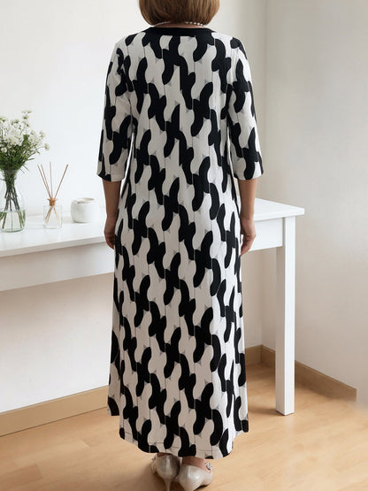 🌸Early Spring Sale 49% OFF!🔥 Casual Chic Maxi Dress – V-Neck, Mid-Length Sleeves, Perfect for Every Day ✨