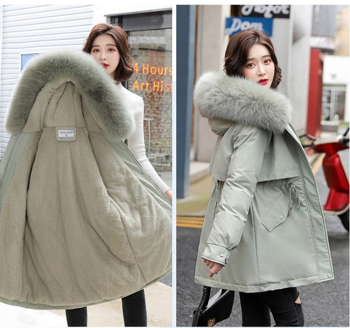 Woman’s Winter Loose Hooded Synthetic Fleece Thickened Parka Coat【FREE SHIPPING】