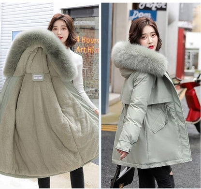 Woman’s Winter Loose Hooded Synthetic Fleece Thickened Parka Coat【FREE SHIPPING】