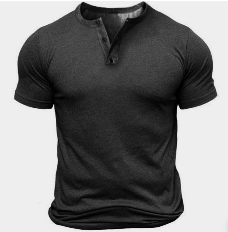Men's T shirt Tee Henley Shirt Tee Solid Color Outdoor Daily Short Sleeve Button-Down