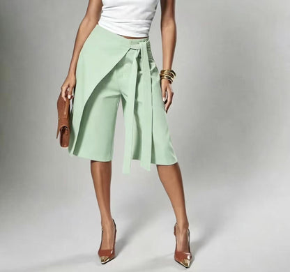 Women's Chic Tie-Front Wide-Leg Culottes