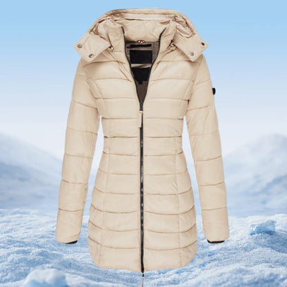 Winter women's mid-length padded jacket warm solid color hooded jacket【FREE SHIPPING】