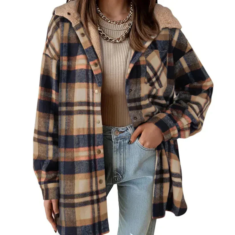 🔥Hot Sale 50% OFF🔥⏰Women’s Classic Cozy Plaid Hooded Jacket🧥
