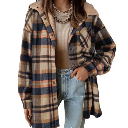 🔥Hot Sale 50% OFF🔥⏰Women’s Classic Cozy Plaid Hooded Jacket🧥