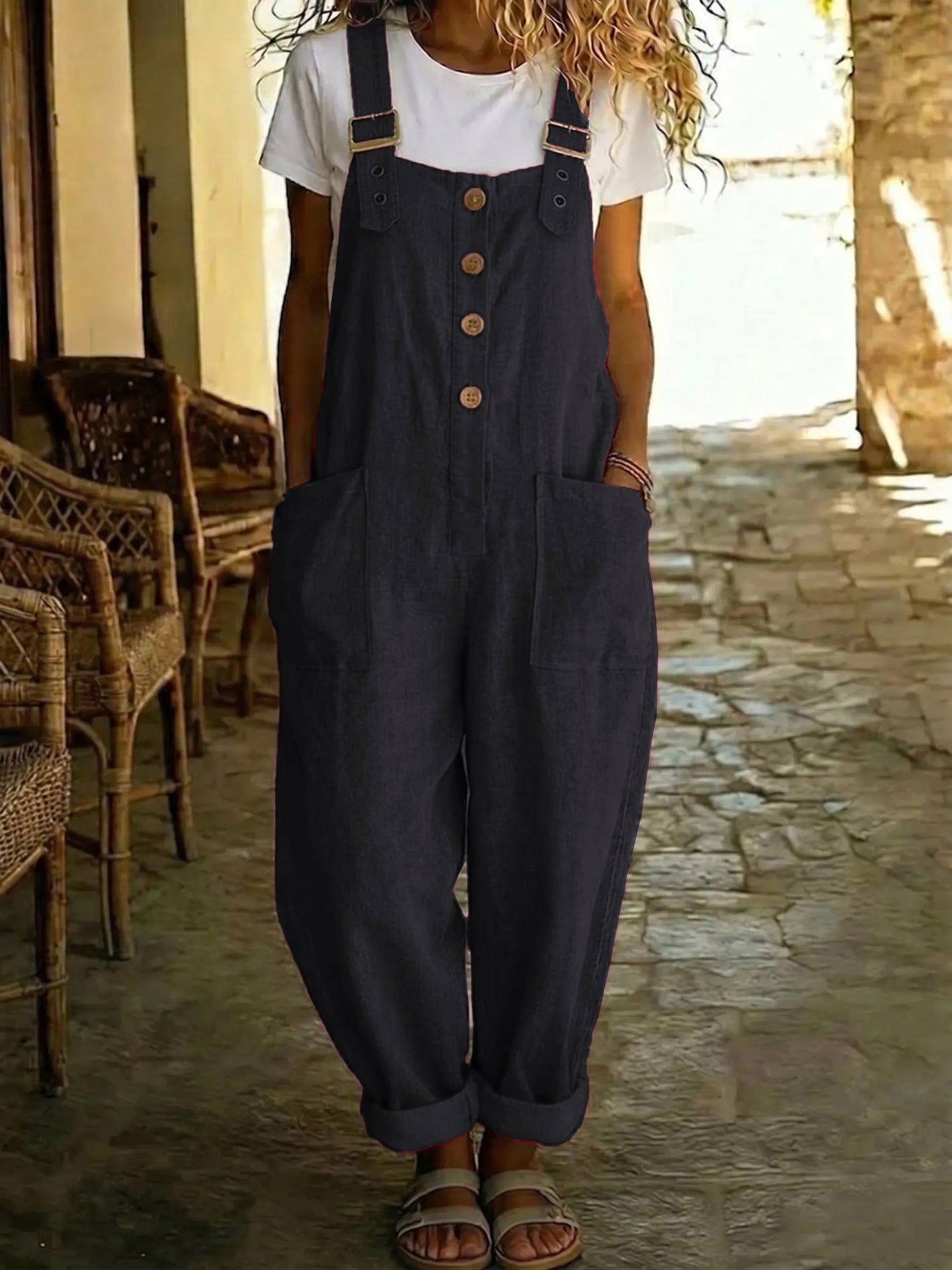 🌿Summer Sale - 50% OFF!👖Women's Casual Button-Front Overalls