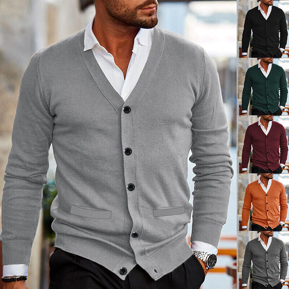 Men's Casual V-Neck Knit Cardigan