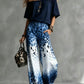 Scoop-Neck Off-the-Shoulder Top + Leopard-Print Ombré Wide-Leg Pants Set