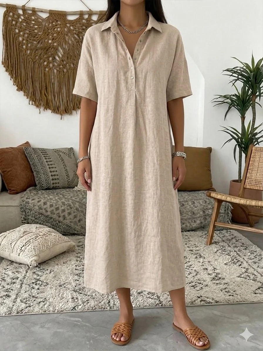☀️Women's Casual Linen Blend Shirt Dress – Effortless Style For Sunny Days✨