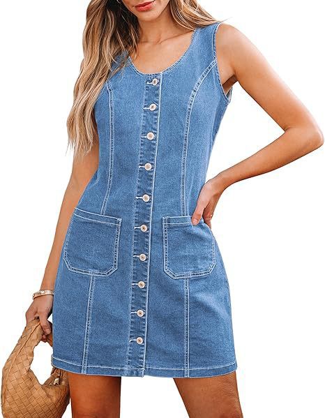 Women's High-Waisted Stretch Denim Midi Skirt