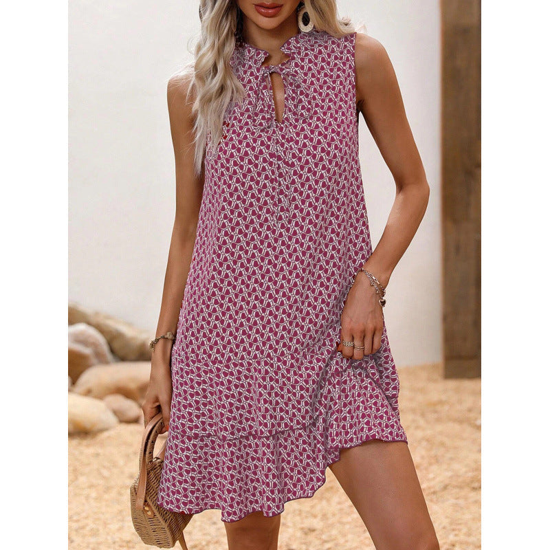 💃 Women’s Geometric Print Bow Dress – Stylish, Elegant & Effortlessly Chic ✨👗
