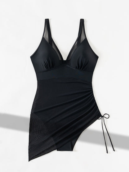 🏝️Last Day Sale 50% OFF🍧Slimming Mesh Sheer Sarong Wraps Tummy Control Swimsuit